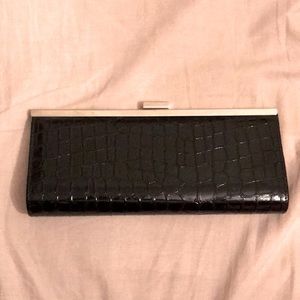 Faux leather black clutch evening bag